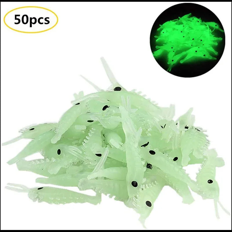 Kit 50 Iscas Artificiais Luminosas de Camarão – 3,5cm