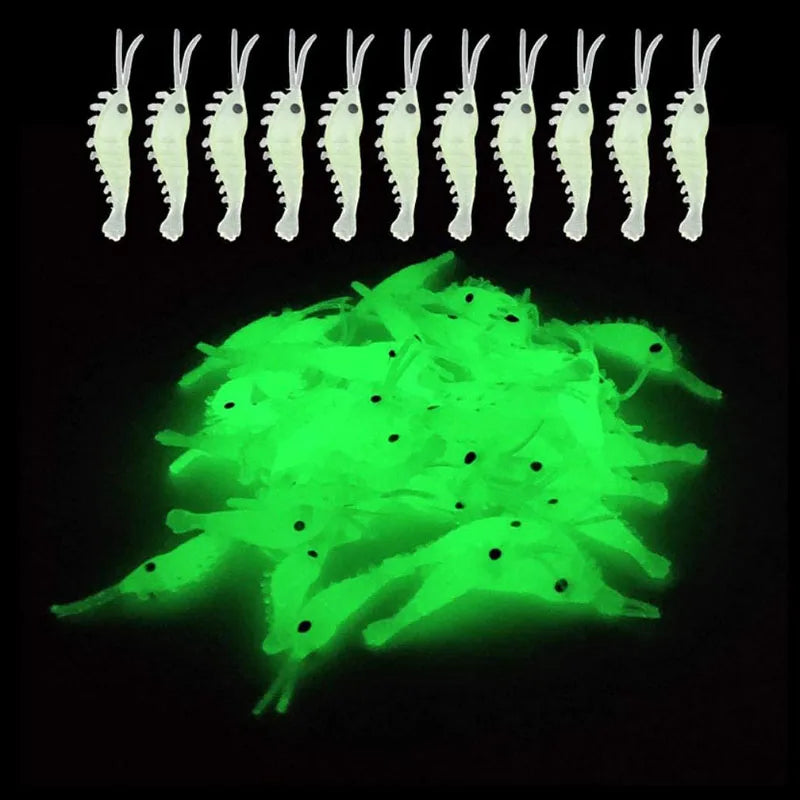 Kit 50 Iscas Artificiais Luminosas de Camarão – 3,5cm
