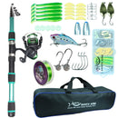 Kit Completo de Pesca – Vara Telescópica, Molinete, Isca, Linha, Caixa e Bolsa de Transporte