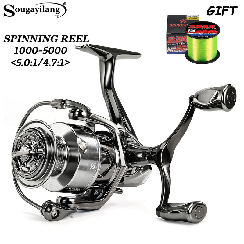Molinete de Pesca Sougayilang 1000–5000 Series – Dupla Manivela, Drag 10kg