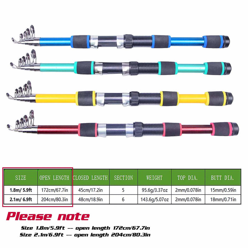 Kit Completo de Pesca – Vara Telescópica, Molinete, Isca, Linha, Caixa e Bolsa de Transporte