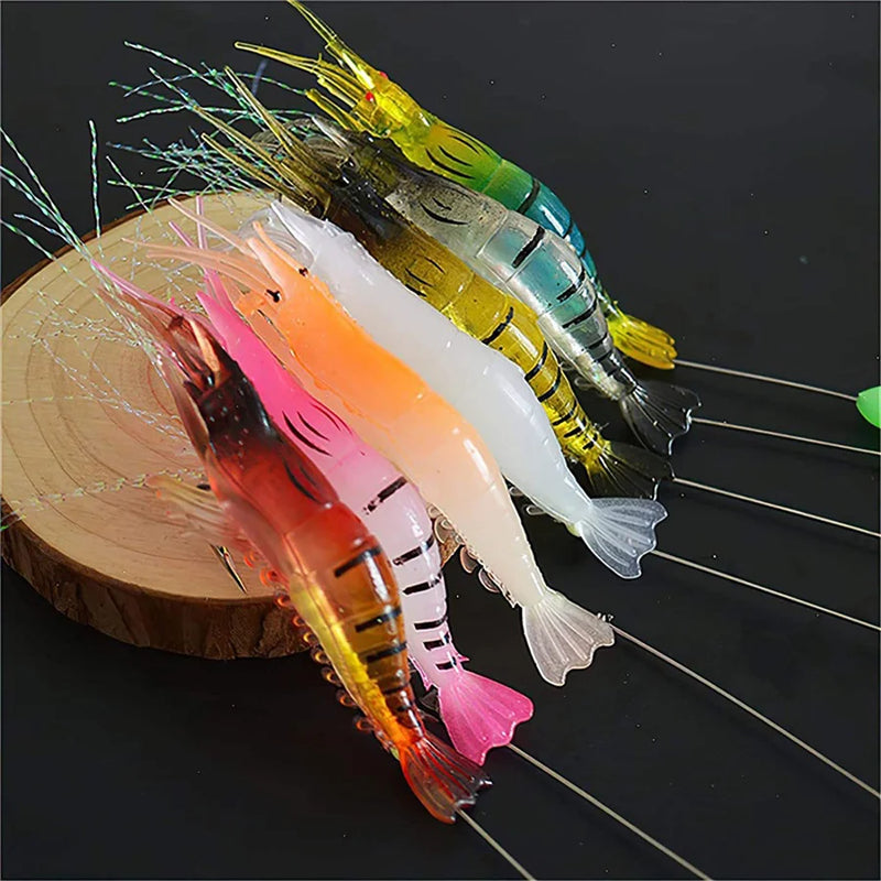 3pcs/7pcs Iscas Artificiais Camarão - Brilha no Escuro
