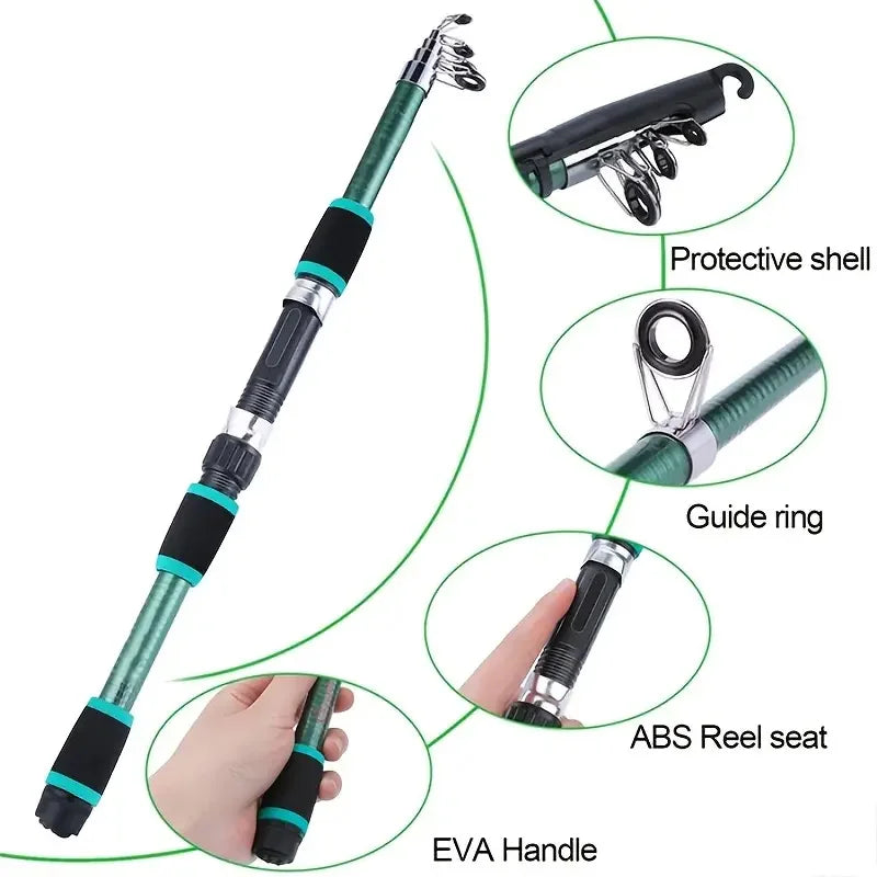 Kit Vara Telescópica e Molinete – Leve, Resistente e Fácil de Transportar