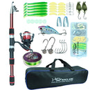 Kit Completo de Pesca – Vara Telescópica, Molinete, Isca, Linha, Caixa e Bolsa de Transporte