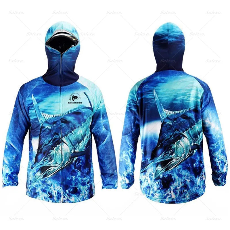 Camisa de Pesca Masculina com Capuz – Proteção Solar UV
